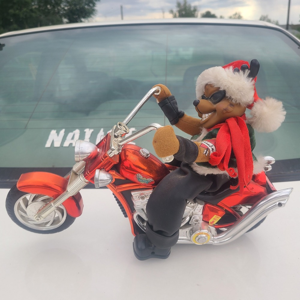 Dan Dee Animated Reindeer Biker Motorcycle Red Grandma Got Run Over By Reindeer